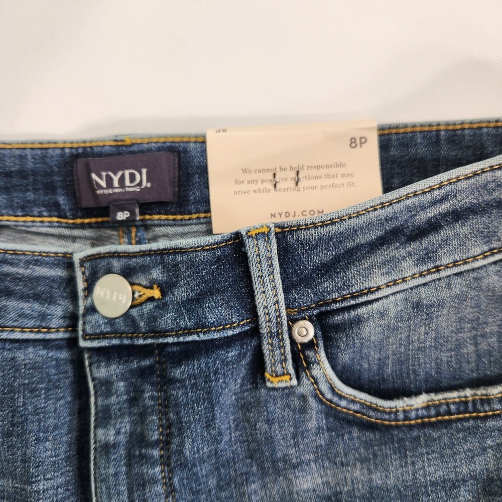 Nydj Womens Size 8P Petite Jeans Crop Wide Leg pedal pusher seline Stretch 01 - Picture 2 of 15